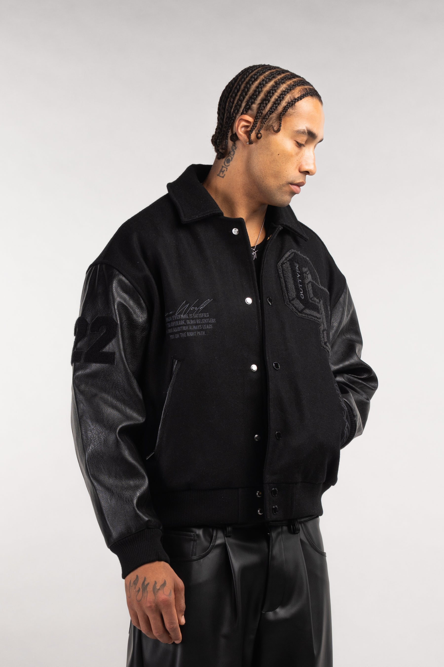 Heavy All Black Varsity Jacket