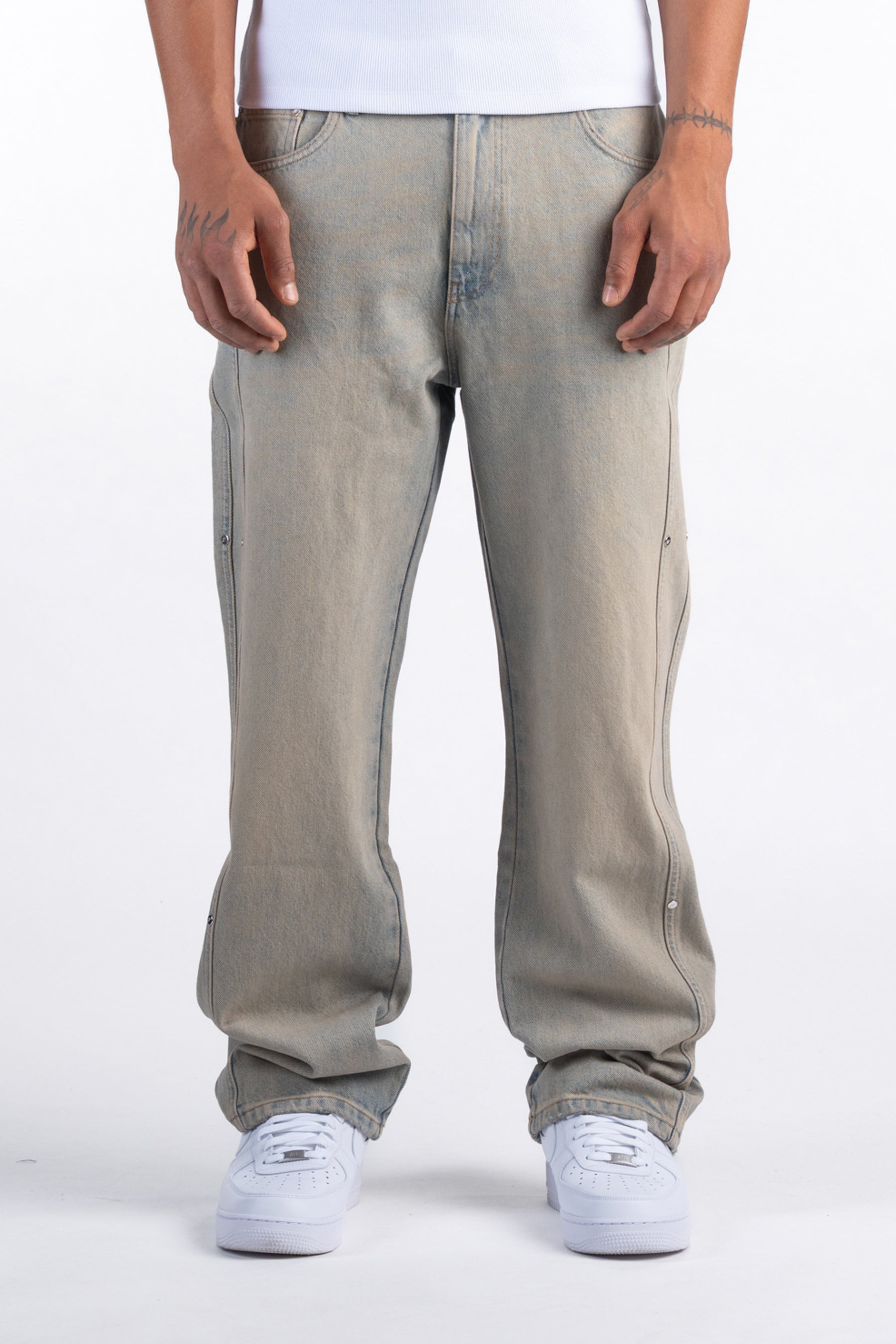 Sand Washed Rivet Denim