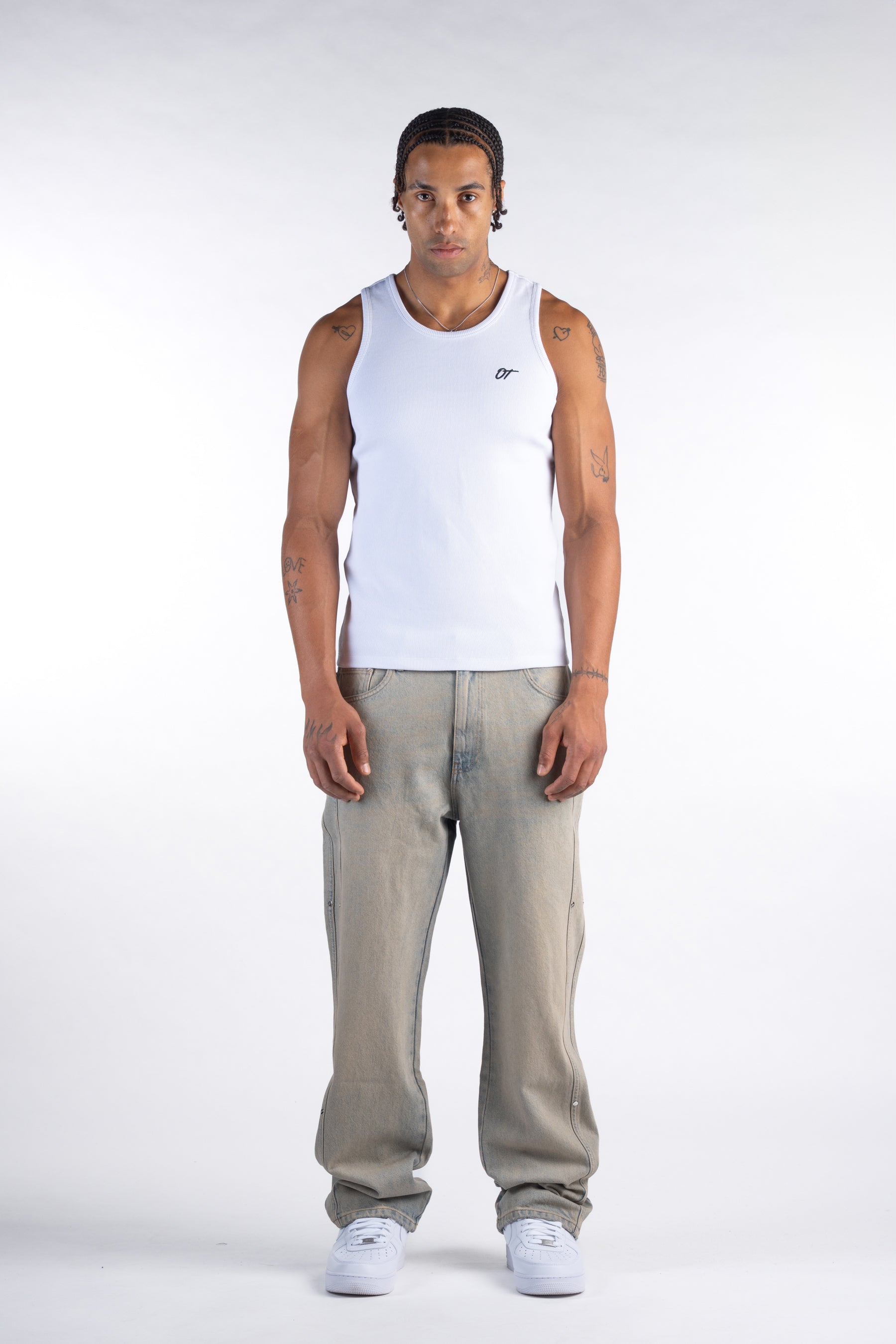 Sand Washed Rivet Denim