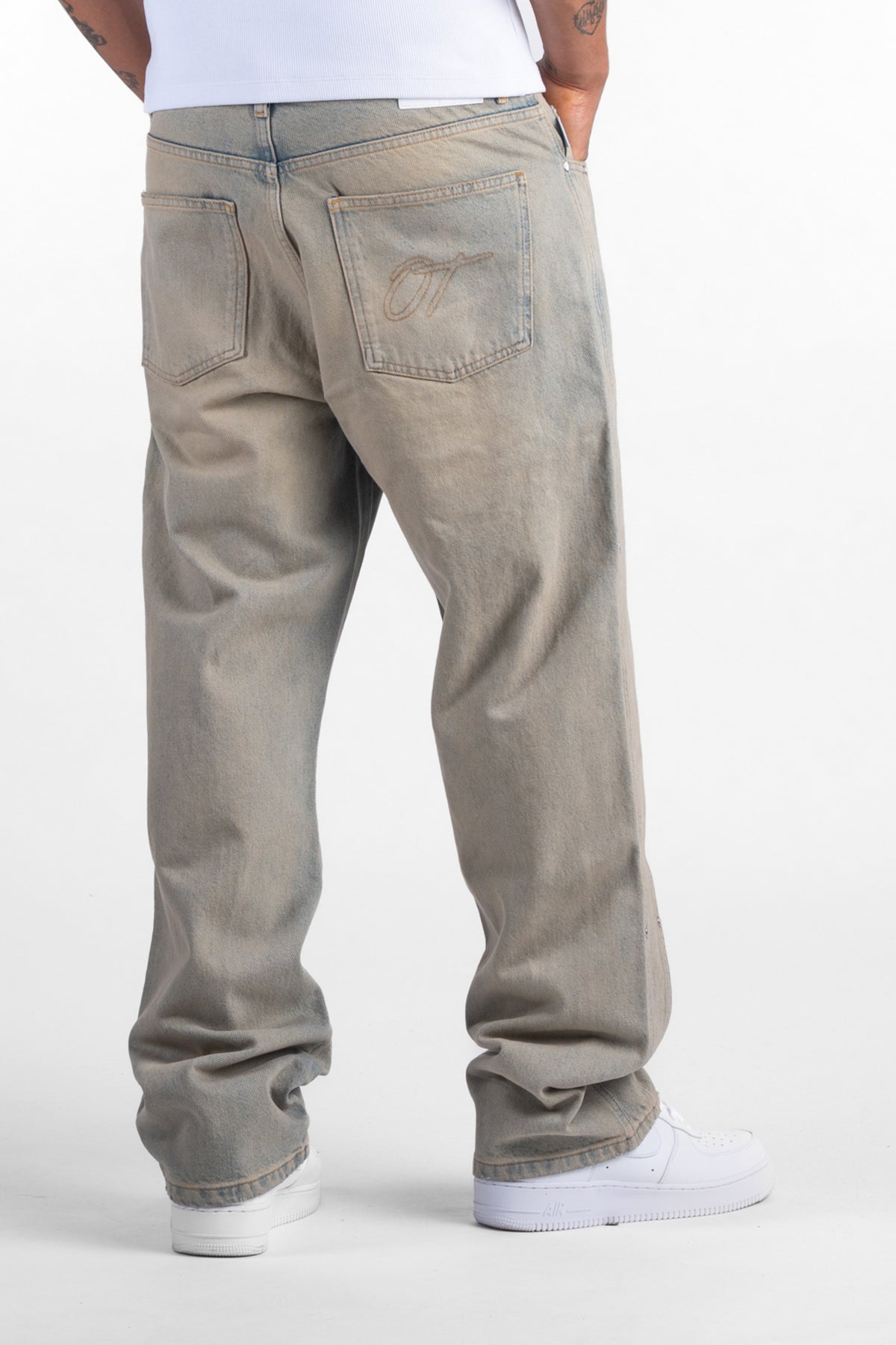 Sand Washed Rivet Denim