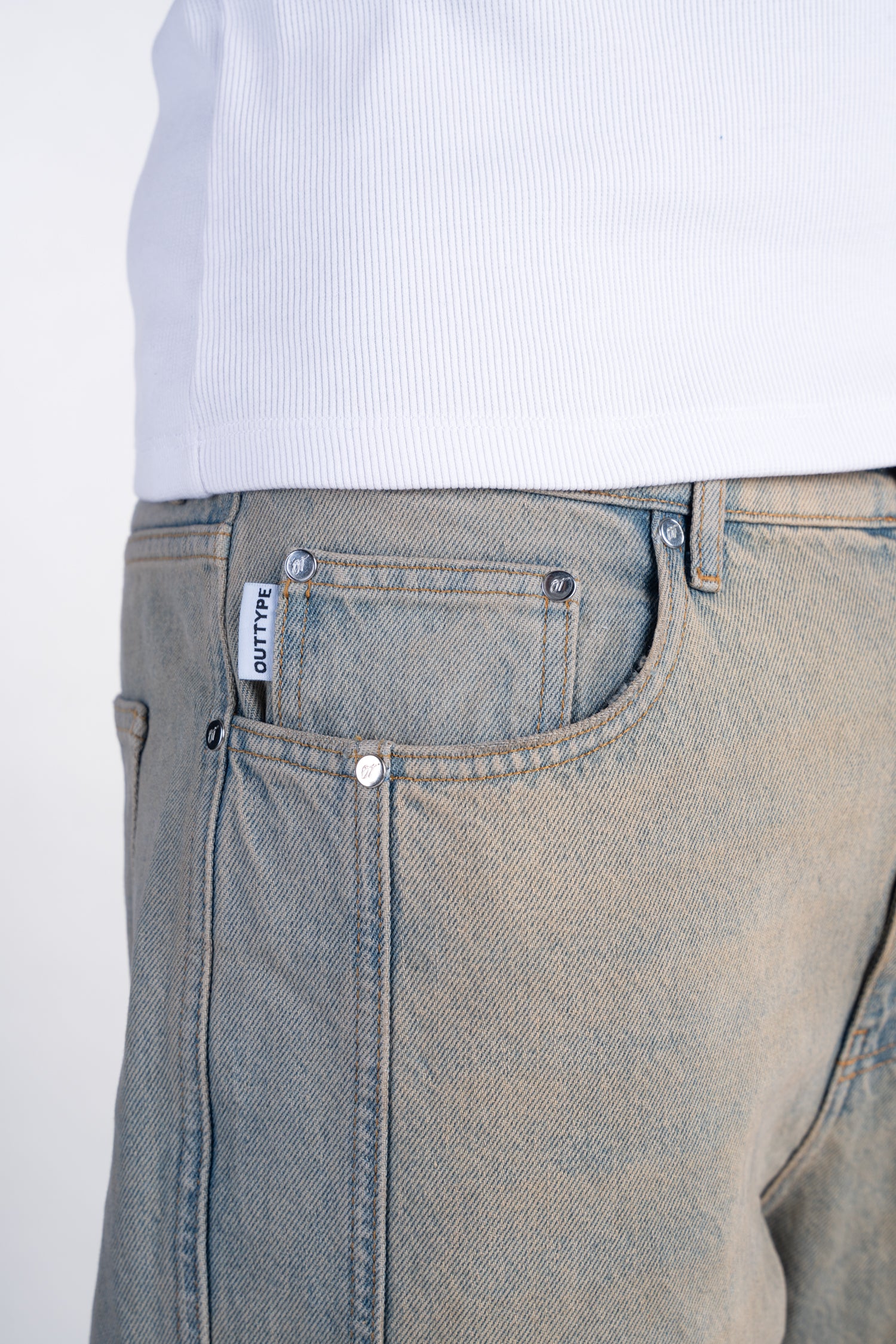 Sand Washed Rivet Denim