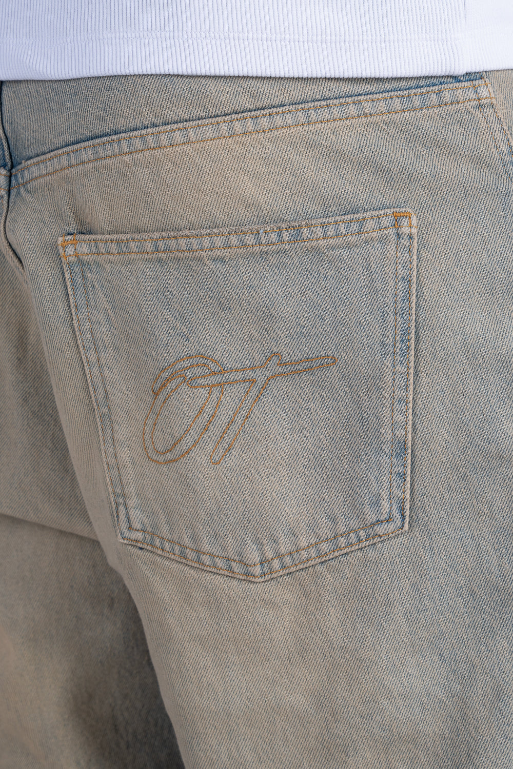 Sand Washed Rivet Denim