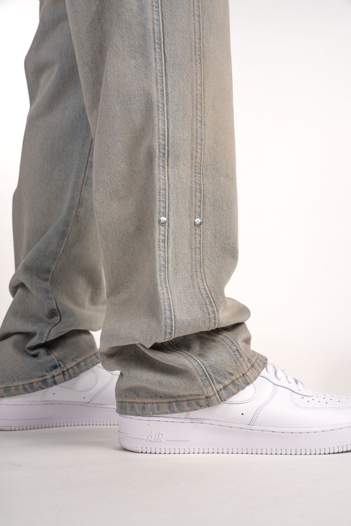 Sand Washed Rivet Denim