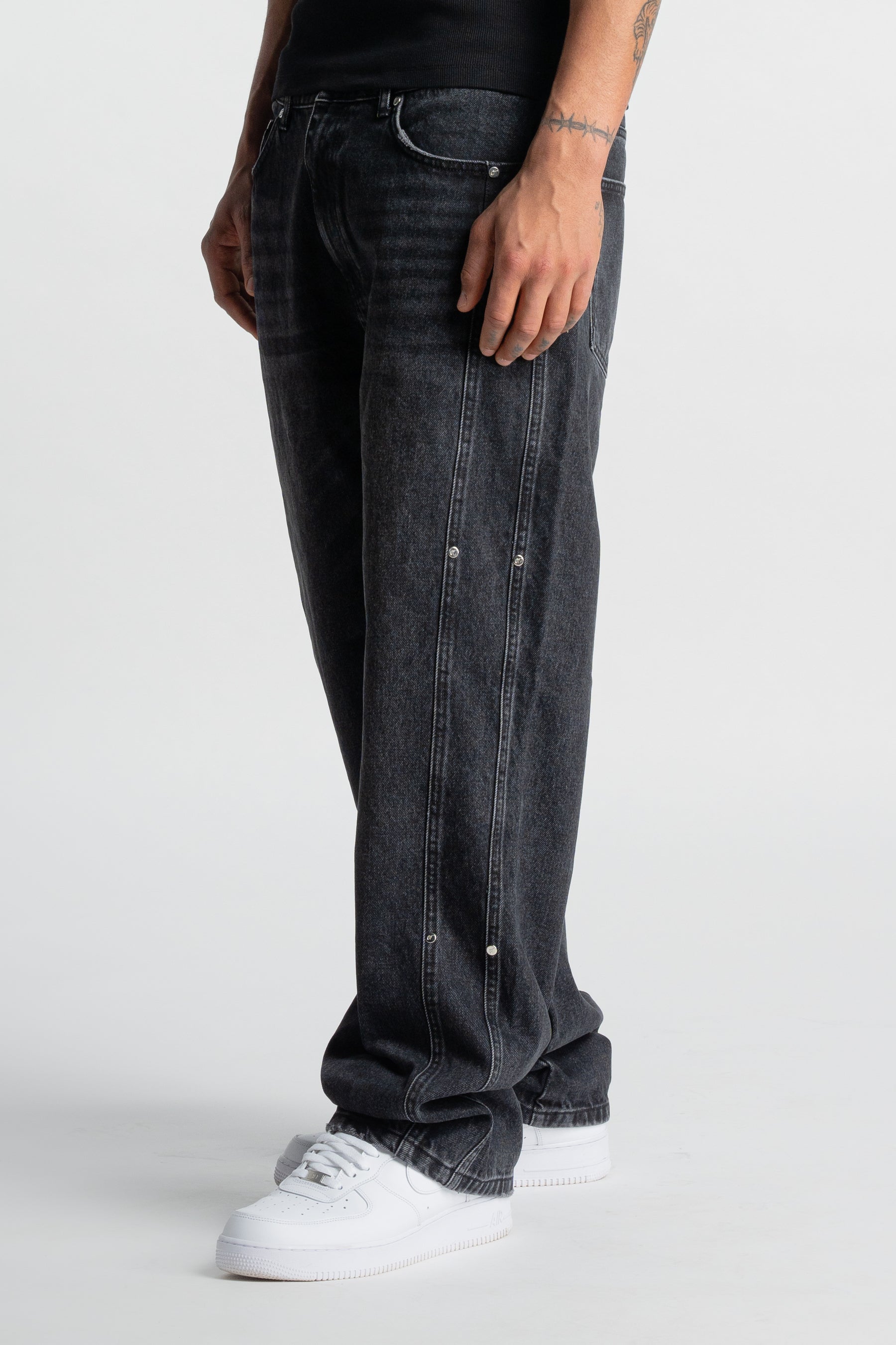 Washed Black Rivet Denim