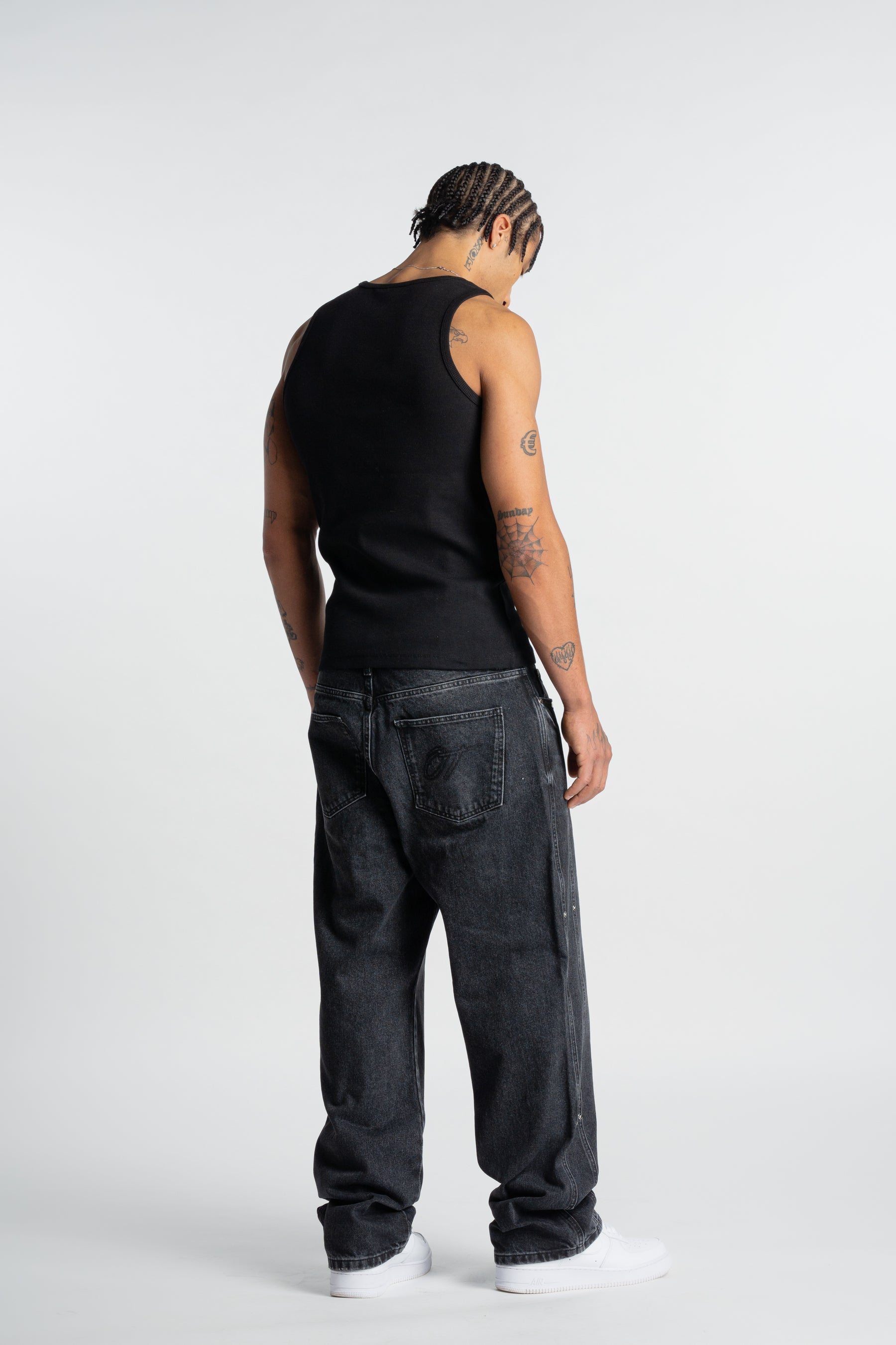 Washed Black Rivet Denim