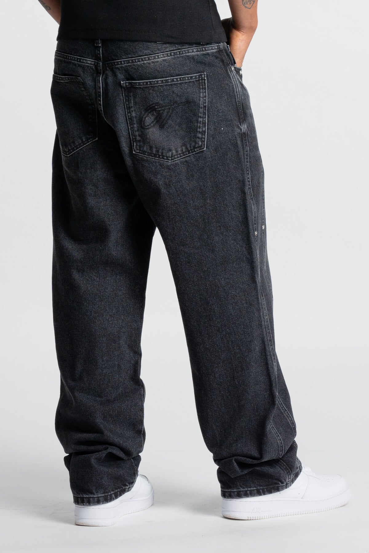 Washed Black Rivet Denim