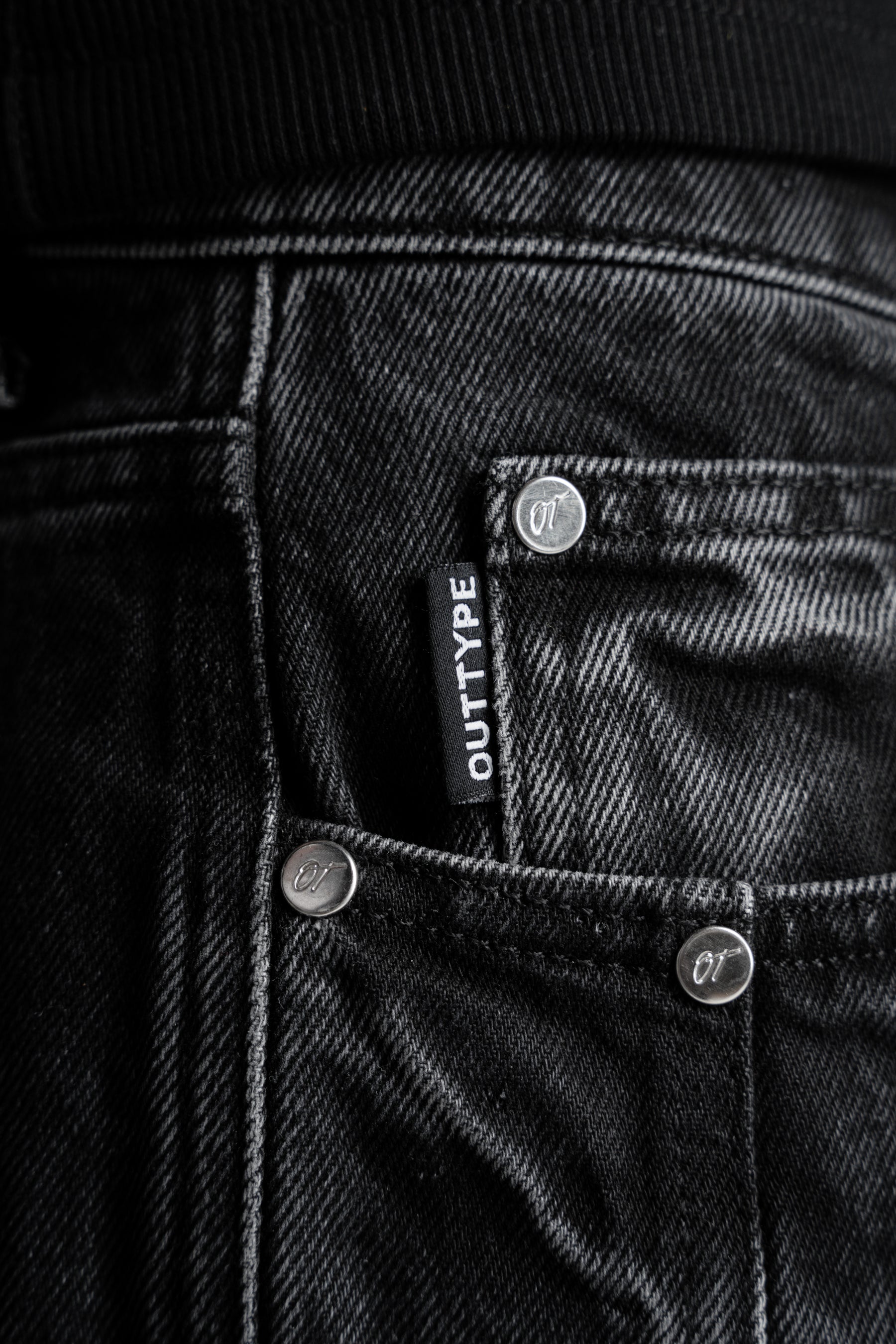 Washed Black Rivet Denim