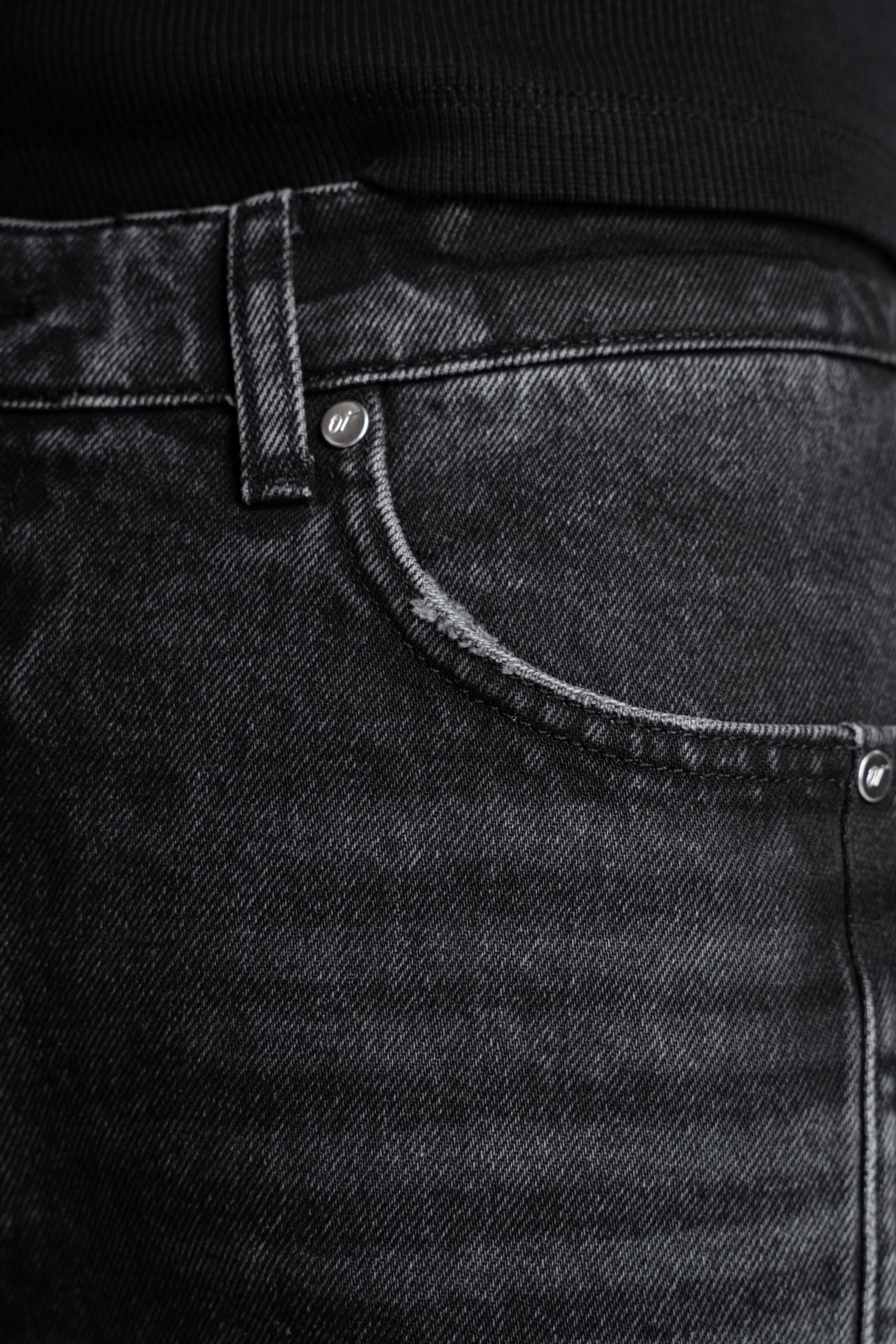Washed Black Rivet Denim