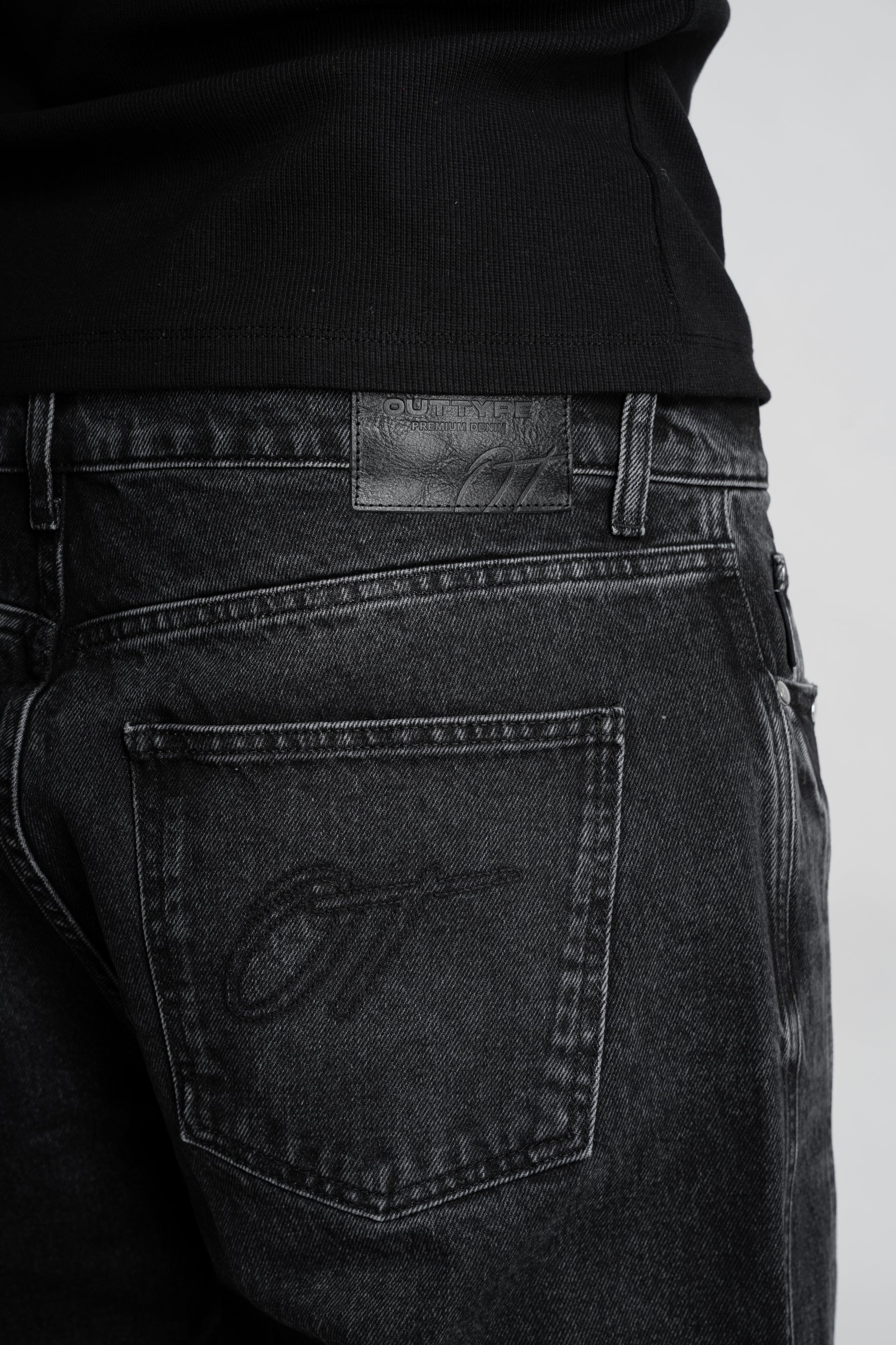 Washed Black Rivet Denim