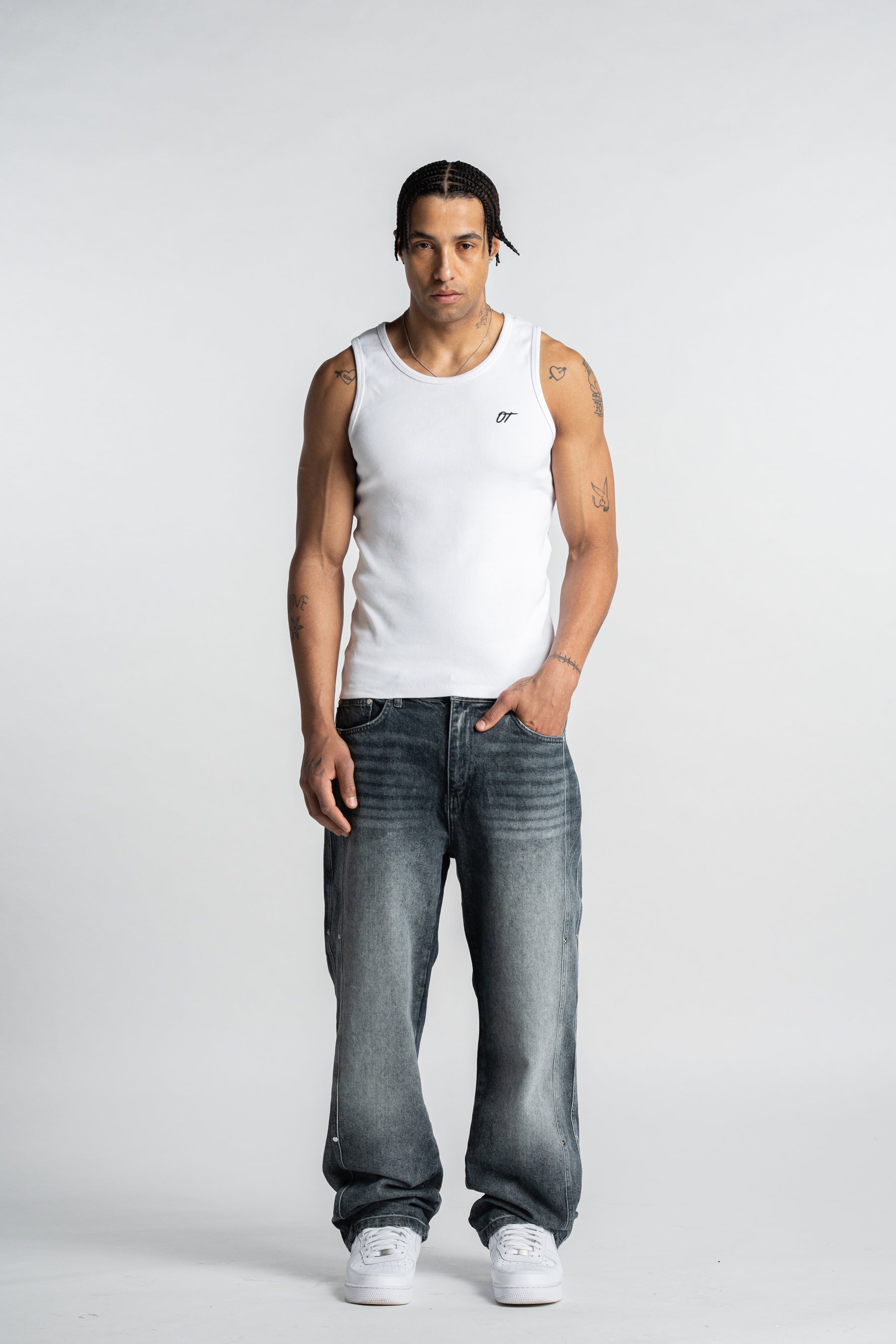 Washed Blue Rivet Denim