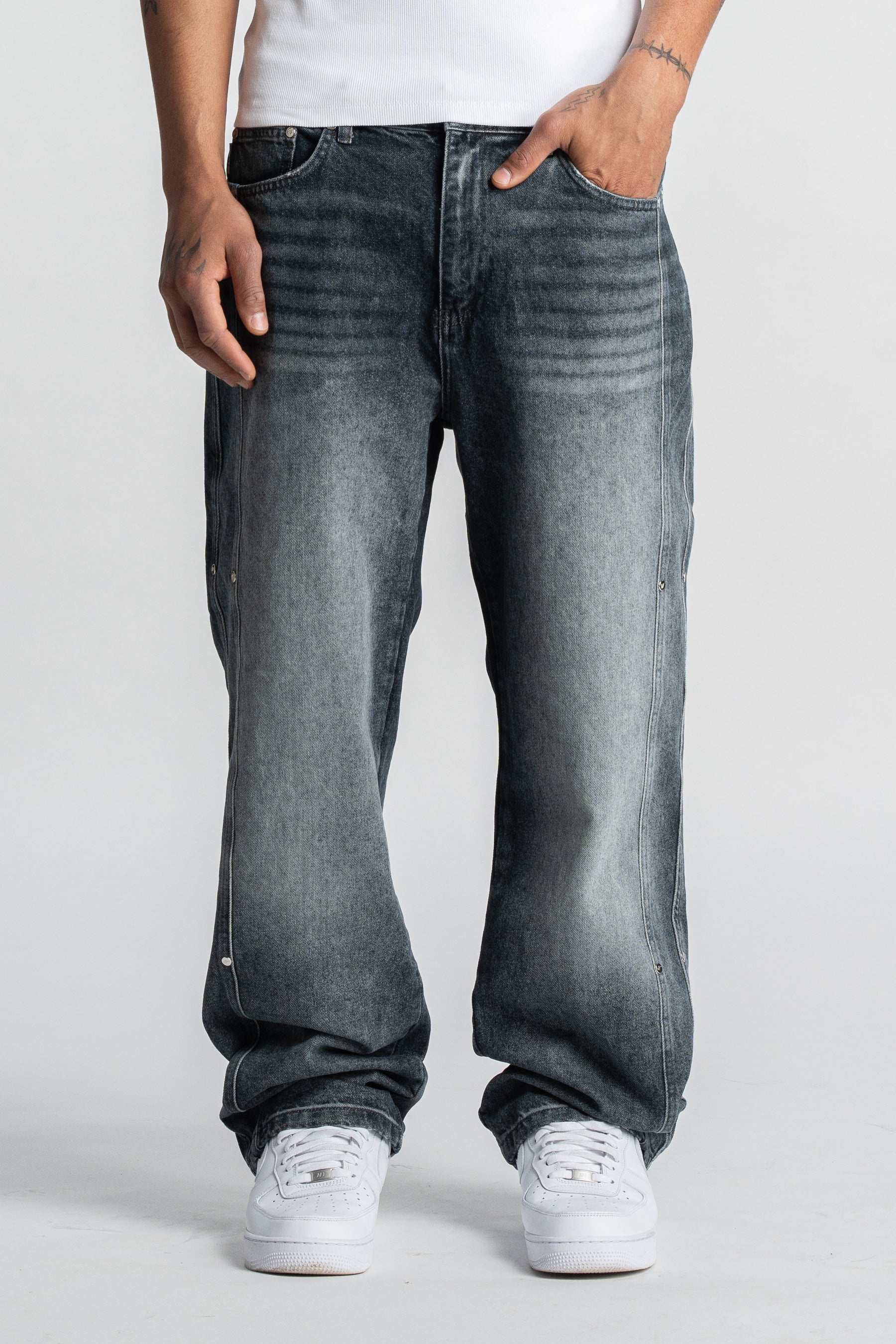 Washed Blue Rivet Denim