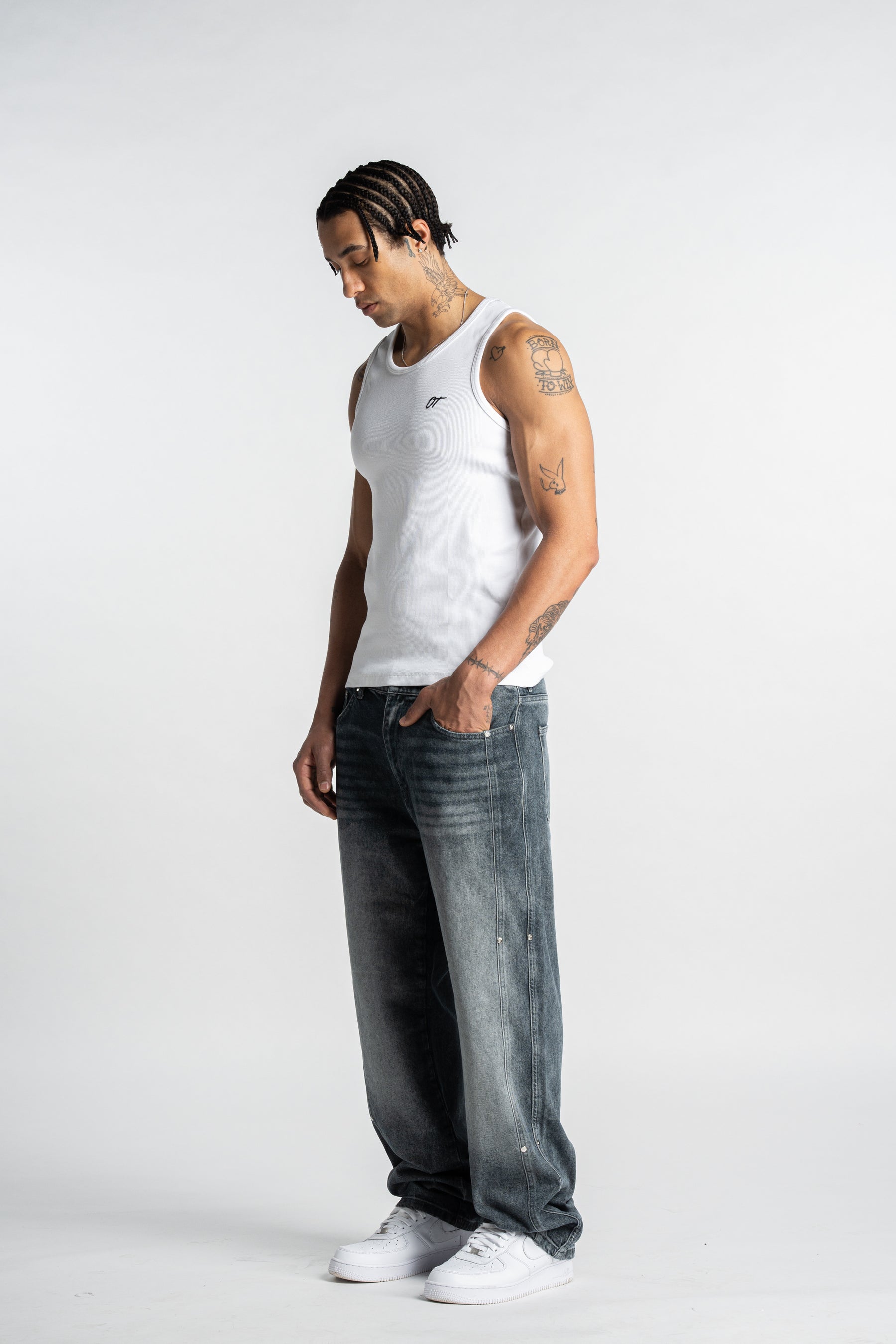 Washed Blue Rivet Denim