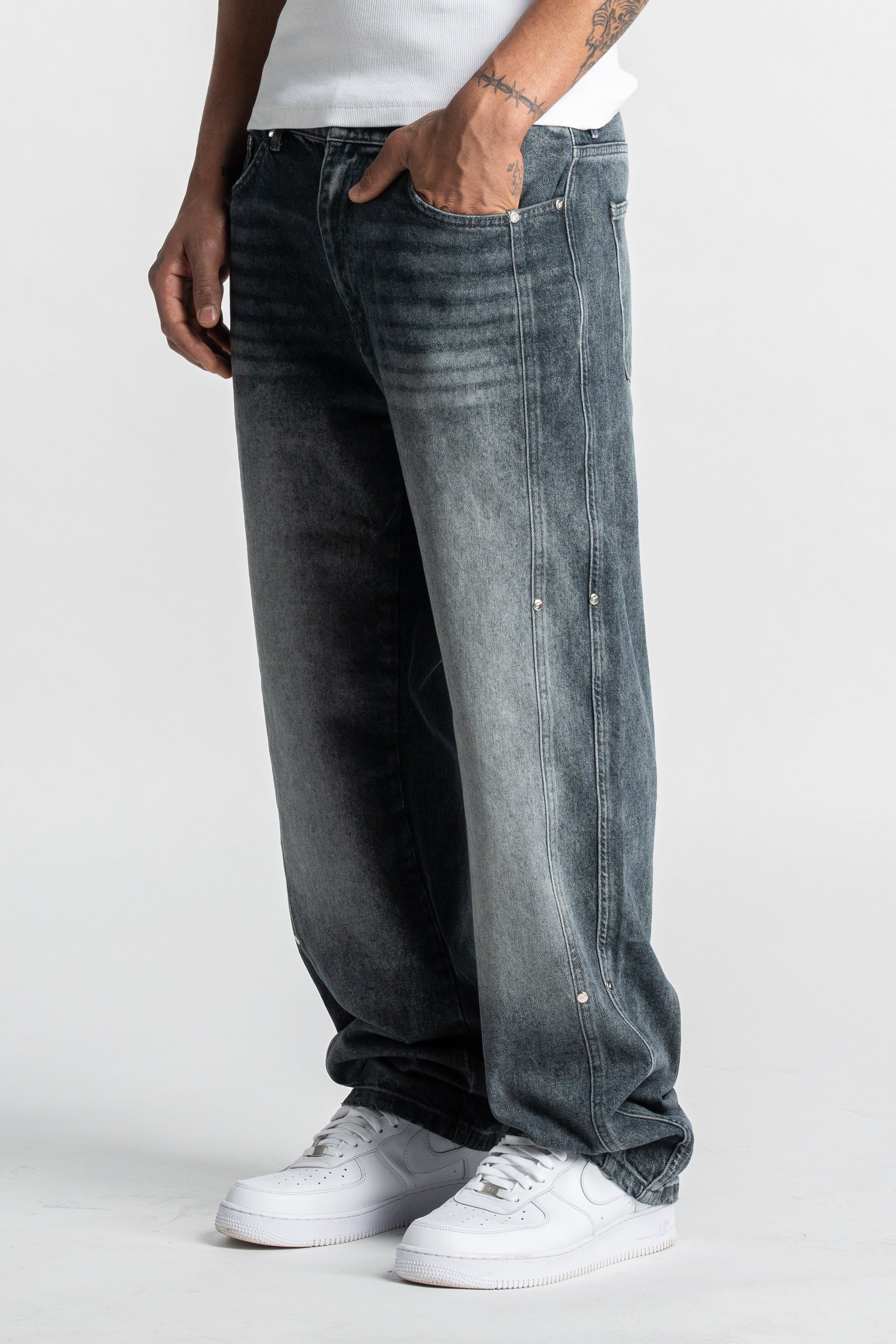 Washed Blue Rivet Denim