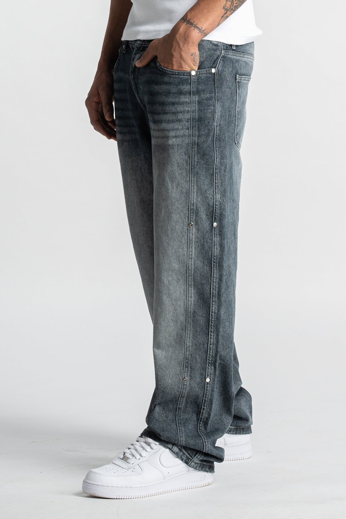 Washed Blue Rivet Denim