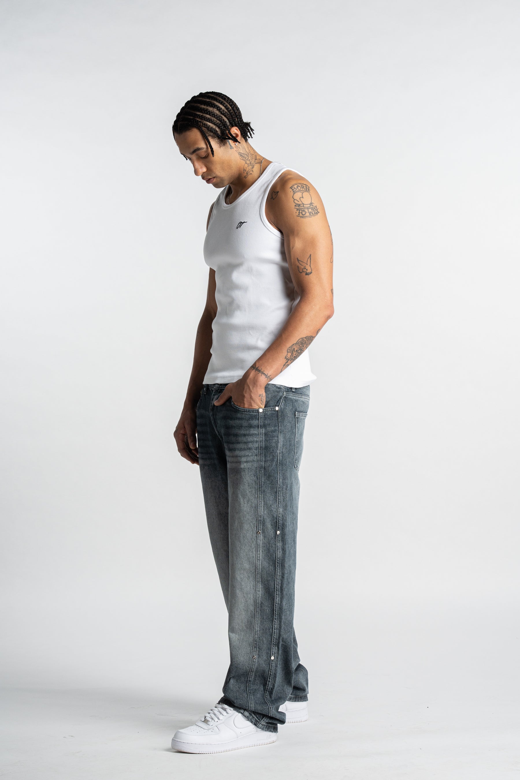 Washed Blue Rivet Denim