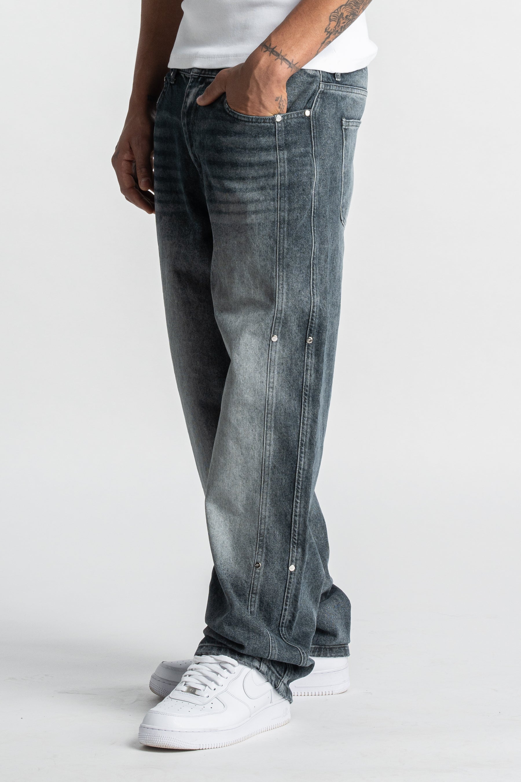 Washed Blue Rivet Denim
