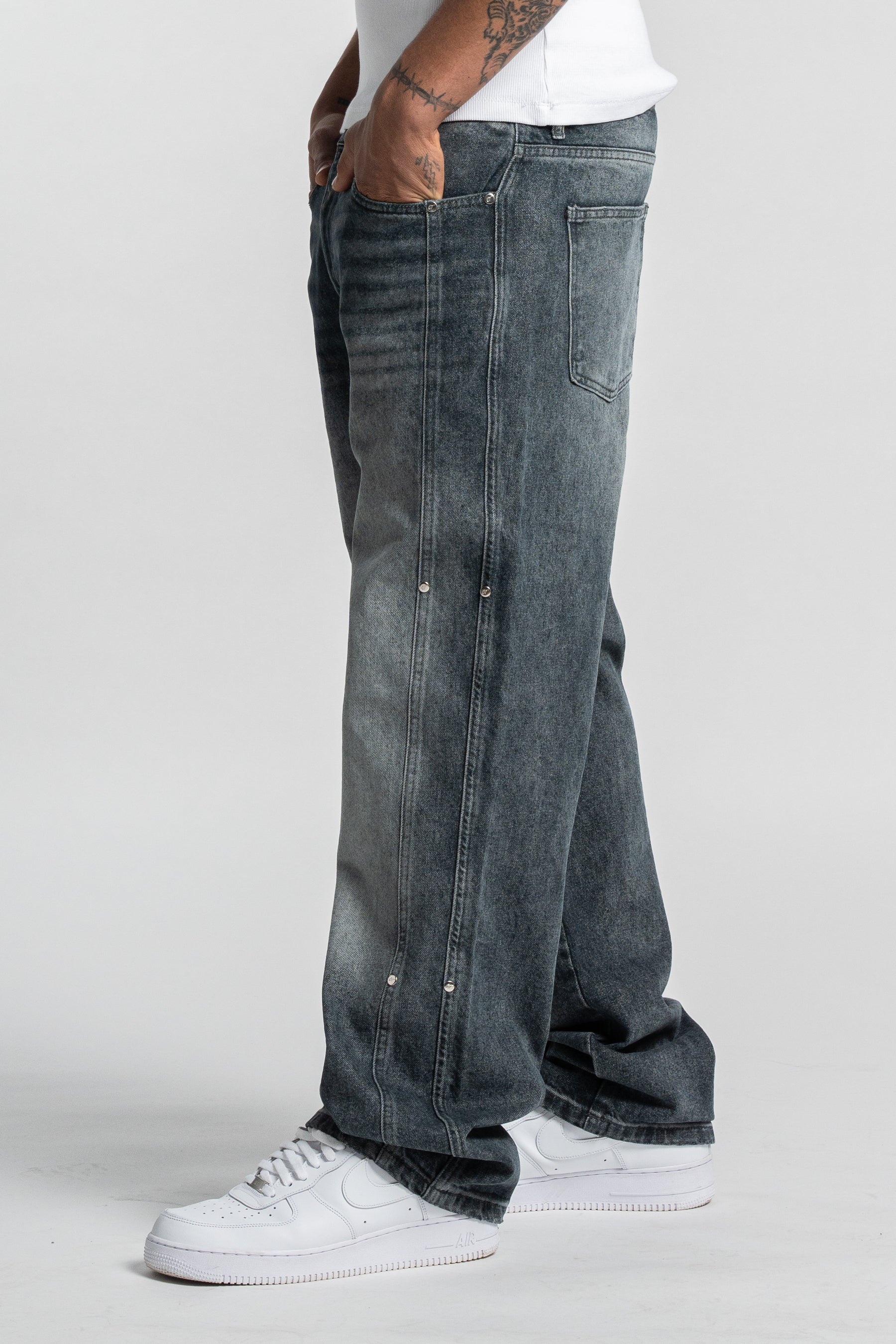 Washed Blue Rivet Denim