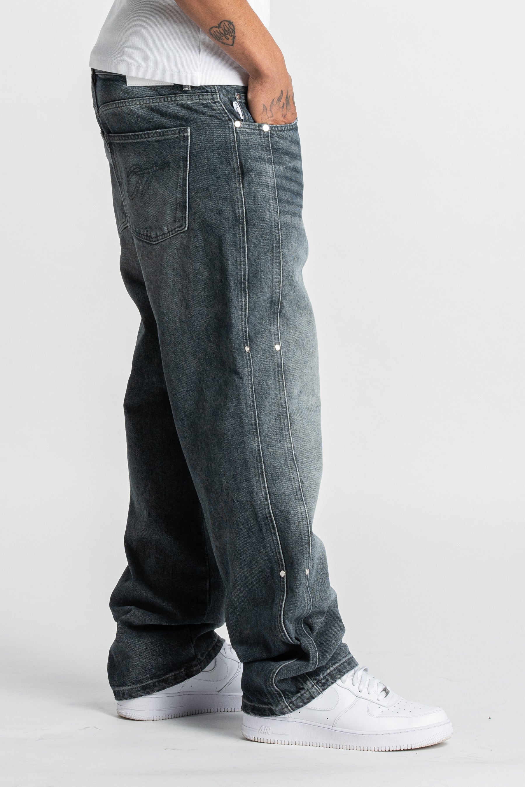 Washed Blue Rivet Denim