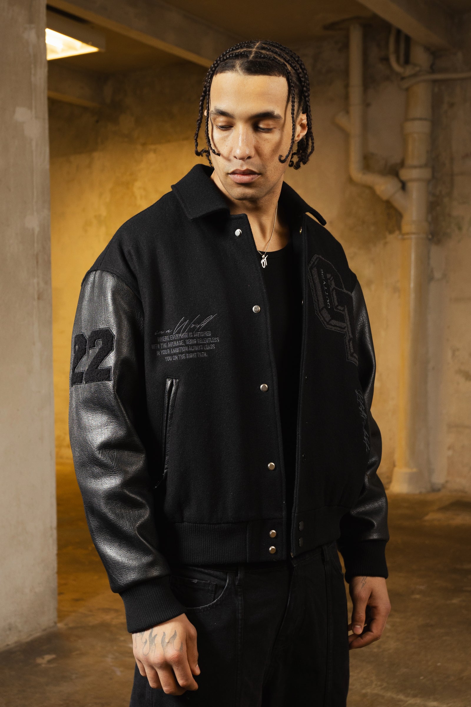 Heavy All Black Varsity Jacket