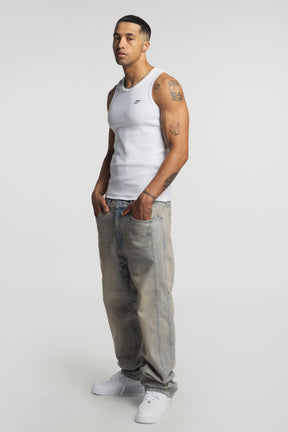 Sand Washed Rivet Denim