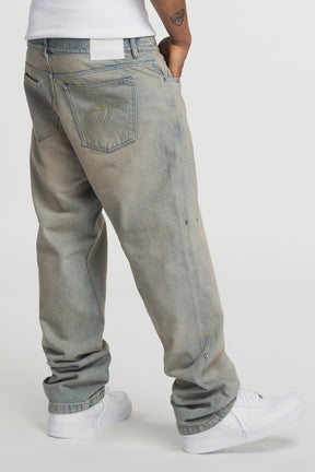 Sand Washed Rivet Denim