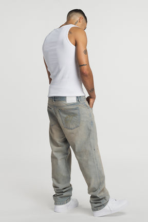 Sand Washed Rivet Denim