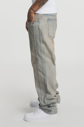 Sand Washed Rivet Denim