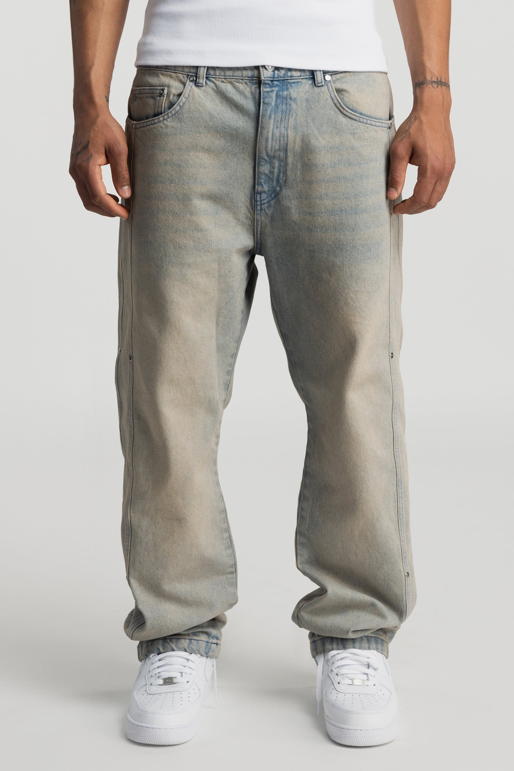 Sand Washed Rivet Denim