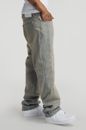 Sand Washed Rivet Denim