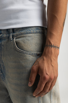 Sand Washed Rivet Denim