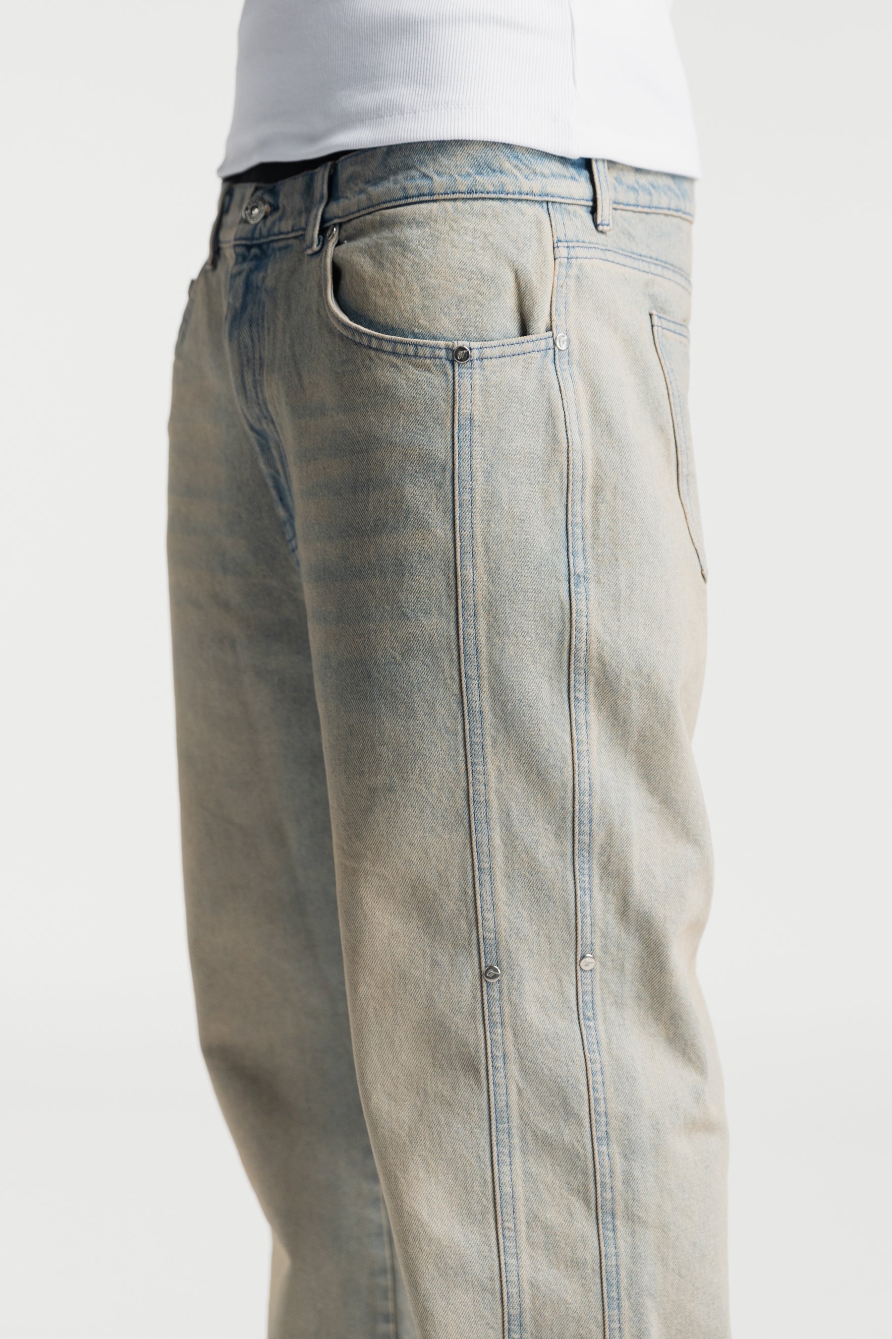 Sand Washed Rivet Denim