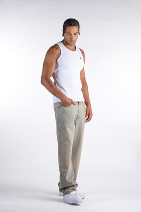 Sand Washed Rivet Denim