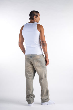 Sand Washed Rivet Denim