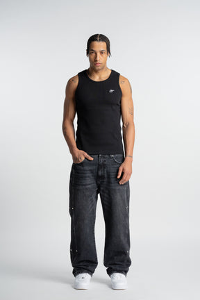Washed Black Rivet Denim