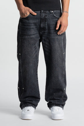 Washed Black Rivet Denim