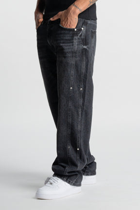Washed Black Rivet Denim