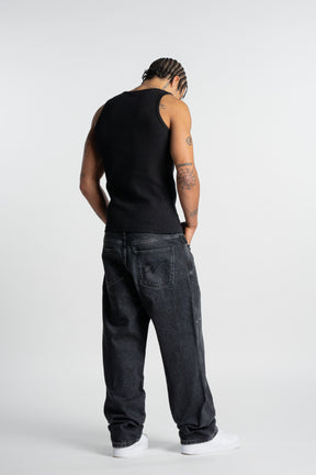 Washed Black Rivet Denim