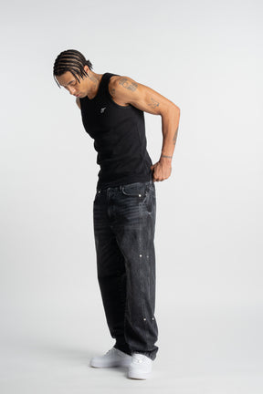 Washed Black Rivet Denim