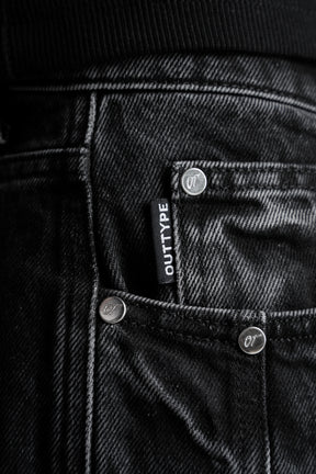 Washed Black Rivet Denim