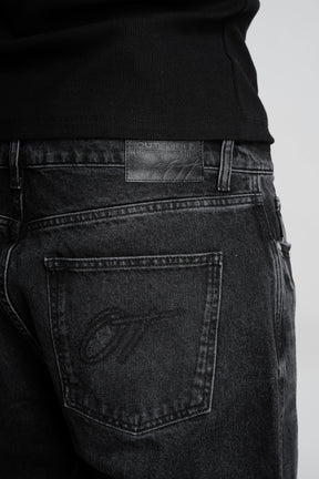 Washed Black Rivet Denim