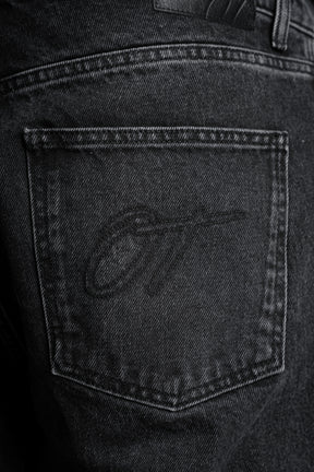 Washed Black Rivet Denim