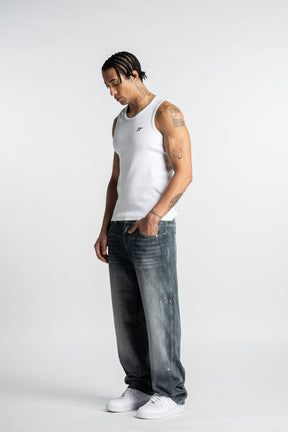 Washed Blue Rivet Denim