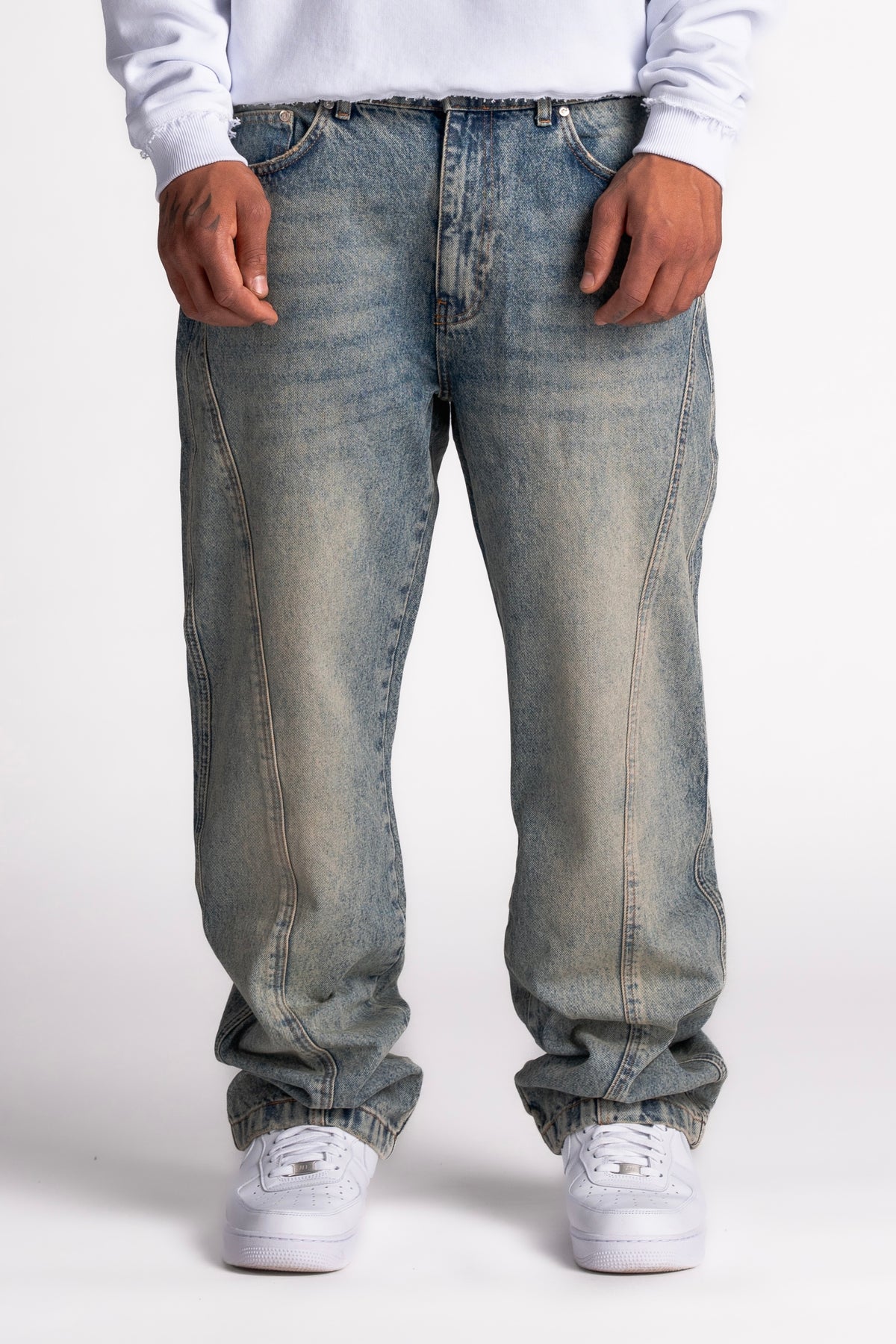 Washed Pleat Denim