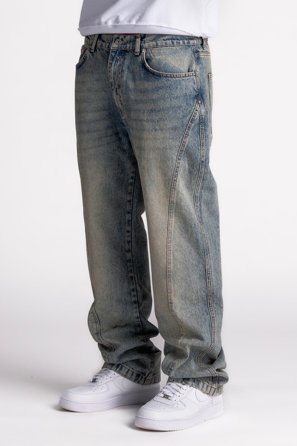 Washed Pleat Denim