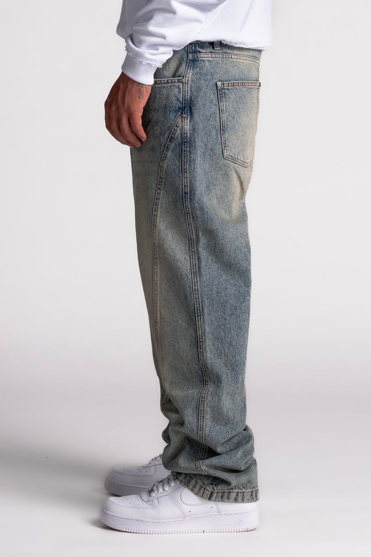 Washed Pleat Denim