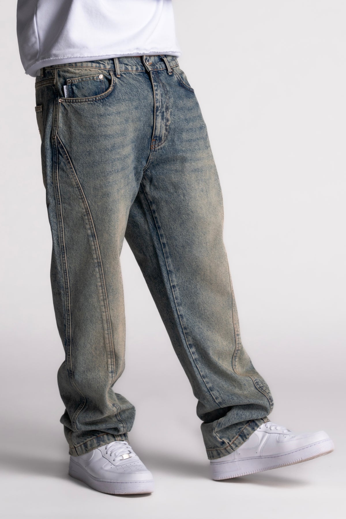 Washed Pleat Denim