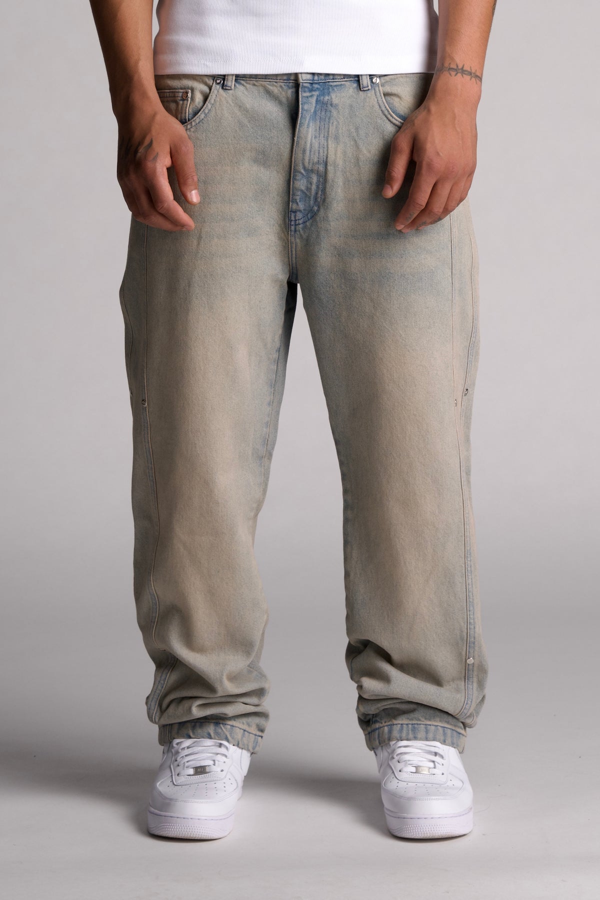 Sand Washed Rivet Denim